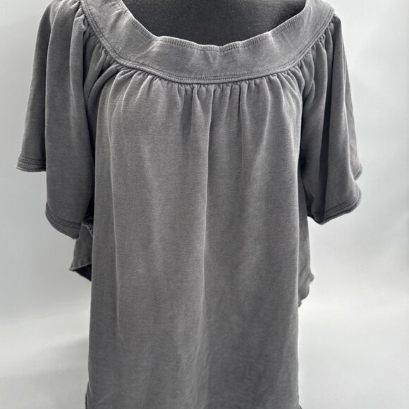 Free People Poncho Sweatshirt Off the ShoulderTop Womens Small Boho Distressed - Picture 1 of 11